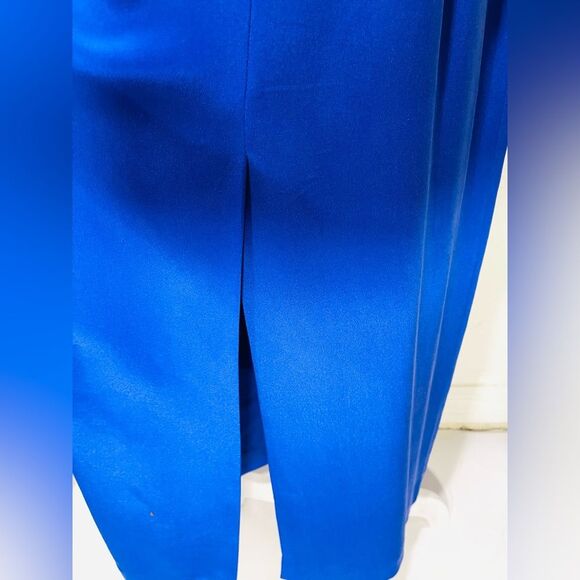 YL By Yair maxi Silk dress cocktail wedding party bride’s Mother blue women’s 12 - Picture 6 of 12